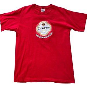 Aremar Presidente Cerveza Beer Cotton T-Shirt Large Red- Republica Dominicana